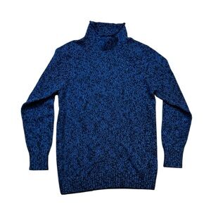 LL Bean Cotton Ragg Funnelneck Sweater S Pullover 507416 Blue 100% Cotton EUC